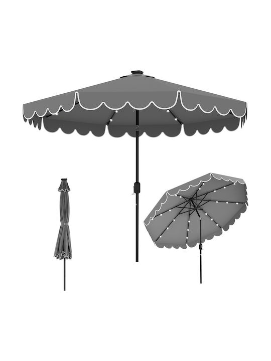 Professioneller Rundschreiben Garten- und Terrassen-Sonnenschirm Metall Grau mit LEDs Durchmesser 3m NP13192GR