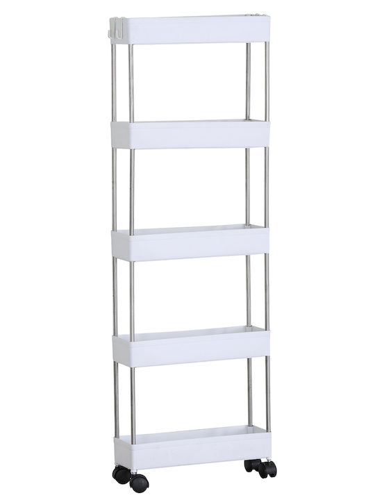 ArteLibre Vitano Kitchen Trolley Plastic 5 Tiers White 40x12.5x112cm