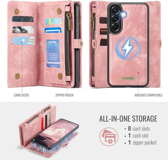 Caseme 008 Samsung Galaxy A57 5g Wallet Detachable Silicone Case Pink