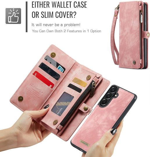 Caseme 008 Samsung Galaxy A57 5g Wallet Detachable Silicone Case Pink