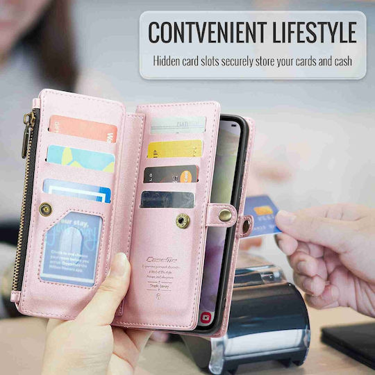 Caseme 008 Samsung Galaxy A35 Θήκη Πορτοφόλι Αποσπώμενη Θήκη Σιλικόνης Pink