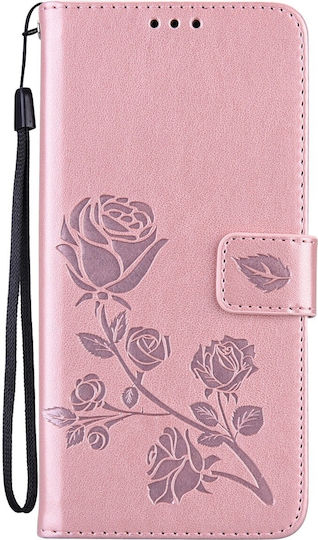 Tel1 Samsung Galaxy A72 4g A72 5g Rose Embossed Horizontal Book Case Rose Gold