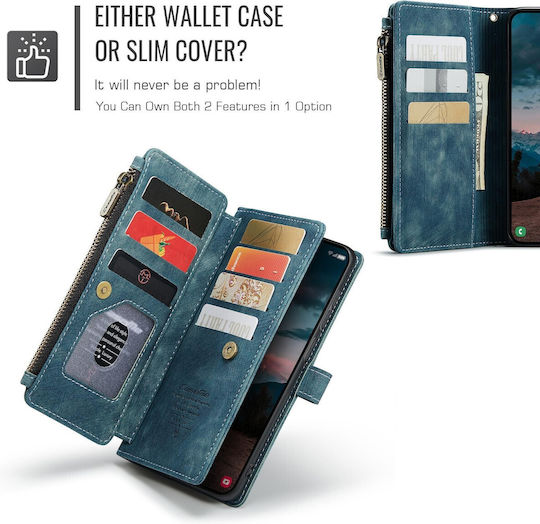 Caseme C30 Samsung Galaxy S26 5g Card Slots Zipper Wallet Leather Case Blue