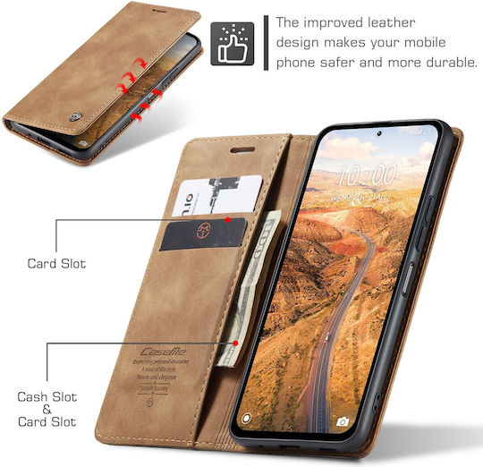 Caseme 013 Xiaomi Redmi Note 13 5g Retro Leather Θήκη Βιβλίο Brown