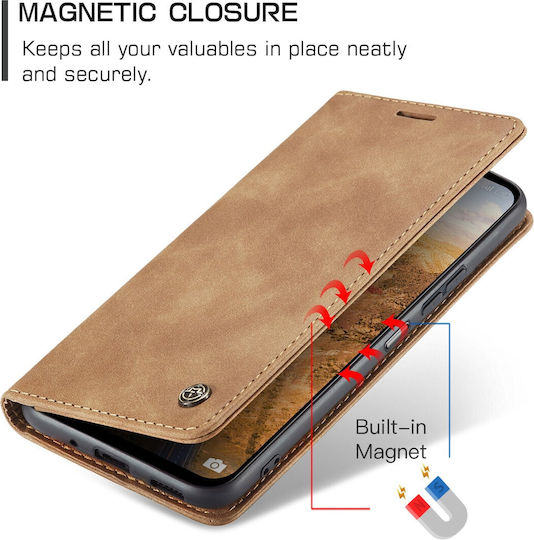 Caseme 013 Xiaomi Redmi Note 13 5g Retro Leather Θήκη Βιβλίο Brown