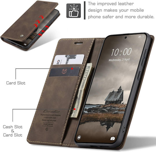 Caseme 013 Xiaomi Redmi Note 15 Pro 4g Retro Leather Θήκη Βιβλίο Brown