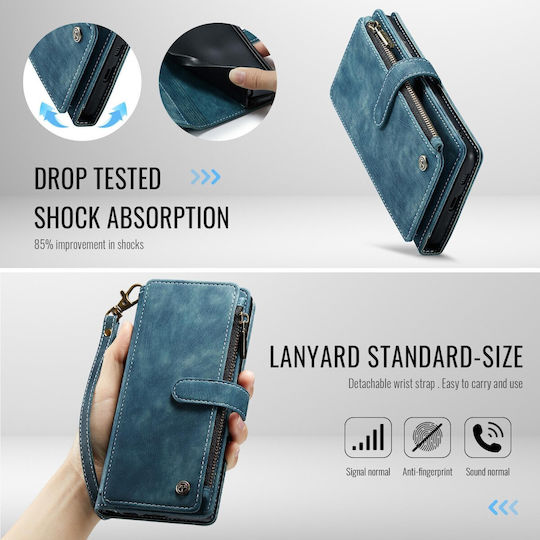 Caseme C30 Samsung Galaxy S26 5g Card Slots Zipper Wallet Leather Case Blue