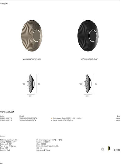 VK Lighting LED Warm White Spot In Gold Colour