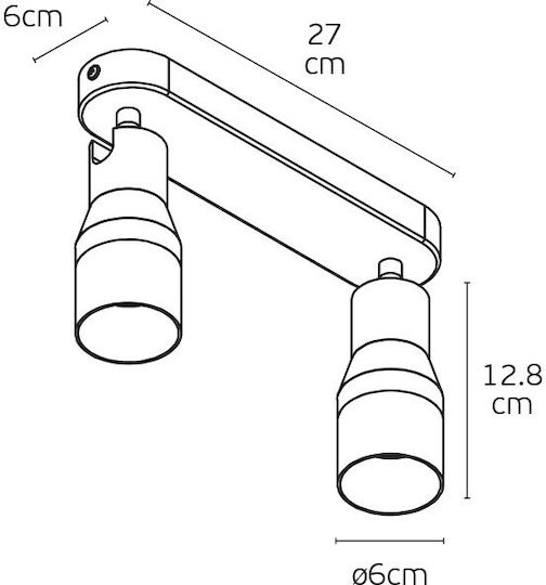 VK Lighting Διπλό Σποτ σε Μαύρο Χρώμα
