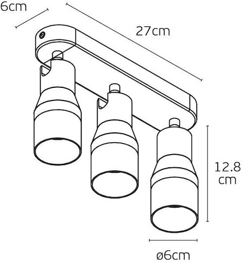 VK Lighting Τριπλό Σποτ σε Μαύρο Χρώμα