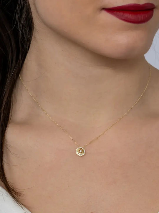 Schmuckset mit Halskette, Ohrringen & Ring aus 9K Gold mit Steinen