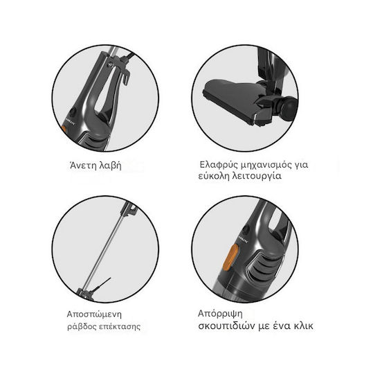 Sokany 22519-710-00-06 Επαναφορτιζόμενη Σκούπα 2 σε 1 Stick & Χειρός Γκρι