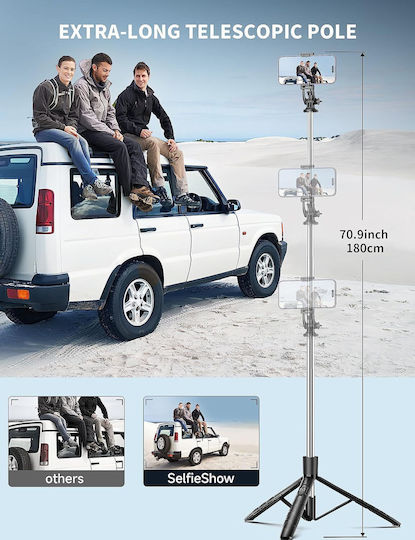 Selfieshow Selfie Stick Trepied Telecomandă Compact Stabil Rotire 360° Pliabil 180 Cm Potrivit Pentru Smartphone-uri Camere Gopro