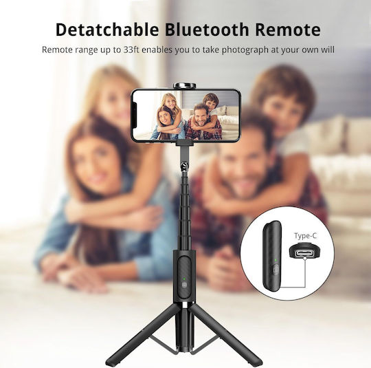 Atumtek Selfie Stick Tripod Remote Control Compact Stable 270° Rotation Foldable 80 Cm Suitable Smartphones