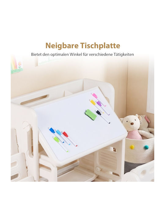 Kids Desk with Library Made of Melamine White 68x51x135cm