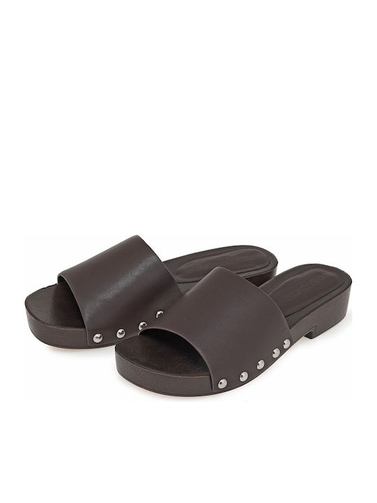 Mules With Heel In Brown Colour