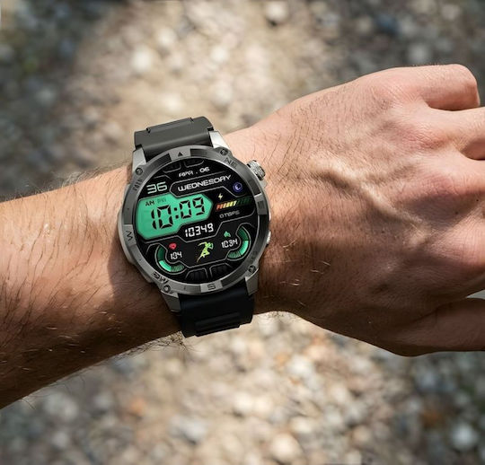 Gravity GT46-3 49mm Smartwatch με Παλμογράφο (Graphite)