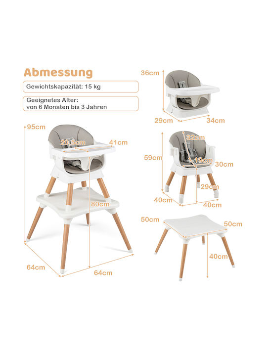 Costway Baby Highchair with Adjustable Height Gray