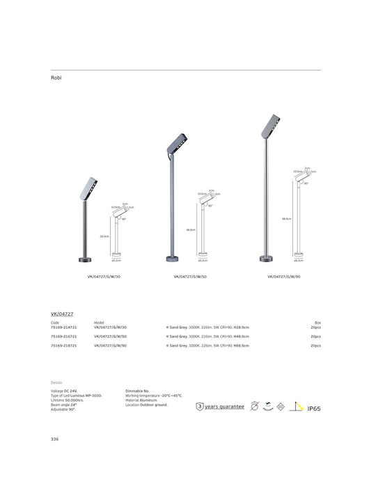 VK Lighting VK Lighting Außenstehlampe LED für Außenbereich 5W mit Warmes Weiß Licht IP65 Graue