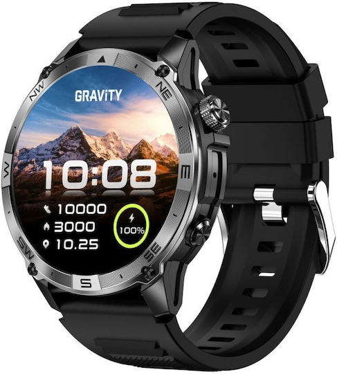Gravity GT46-1 49mm Smartwatch με Παλμογράφο (Black)