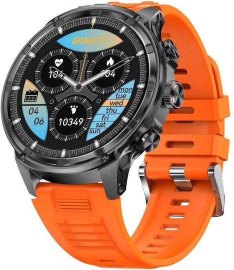 Gravity GT41-4 53mm Smartwatch με Παλμογράφο (Black)