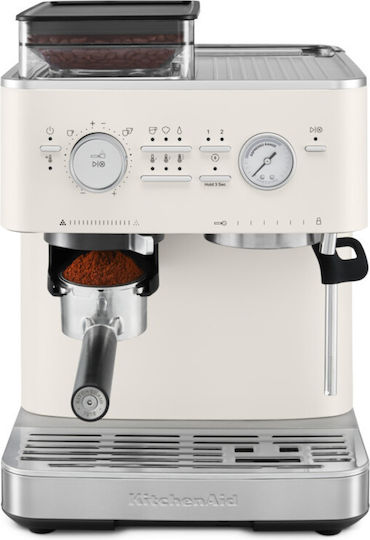 Kitchenaid Μηχανή Espresso 1450W Πίεσης 15bar με Μύλο Άλεσης Porcelain White KIT-5KES6551BPL