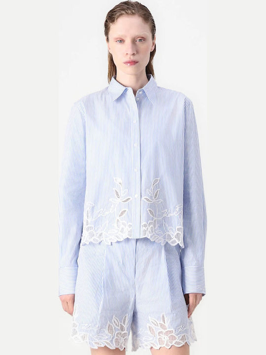 Long Sleeve Women's Cotton Shirt Ultramarine