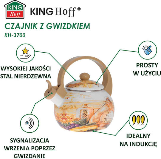 KING Hoff Emaille Teekessel Grau 2000ml