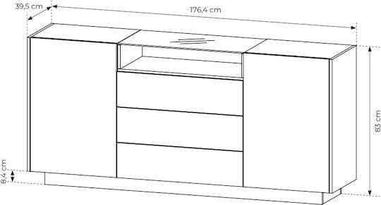 Μπουφές Hiro Ξύλινος με Συρτάρια Μπεζ 176x40x83cm