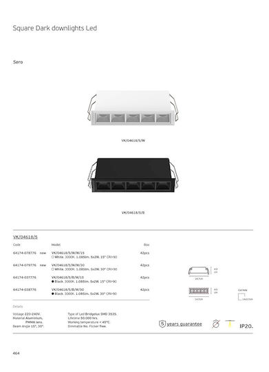 VK Lighting LED Linear Recessed Ceiling Light 5W Warm White IP20 with Adjustable Intensity M14.7xW4.9xH4.5cm