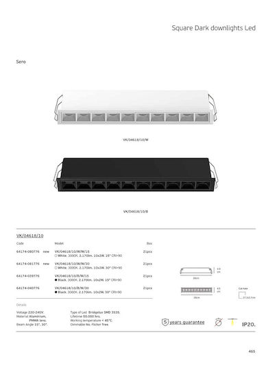 VK Lighting LED Γραμμικό Χωνευτό Φωτιστικό Οροφής 10W Θερμό Λευκό IP20 με Ρυθμιζόμενη Ένταση Μ28xΒ4.9xΥ4.5εκ.