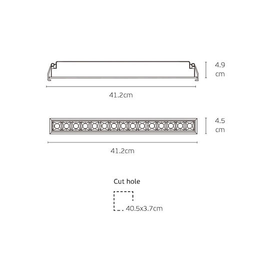 VK Lighting LED Γραμμικό Χωνευτό Φωτιστικό Οροφής 15W Θερμό Λευκό IP20 με Ρυθμιζόμενη Ένταση Μ41.2xΒ4.9xΥ4.5εκ.