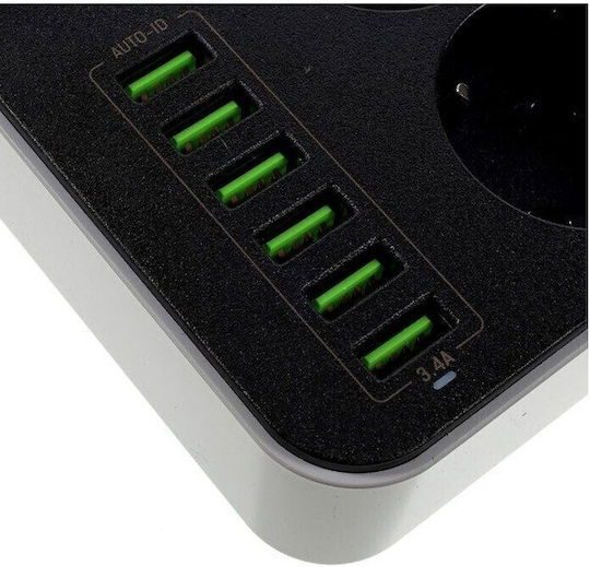 Steckdosenleiste 3-fach mit 6 USB-A