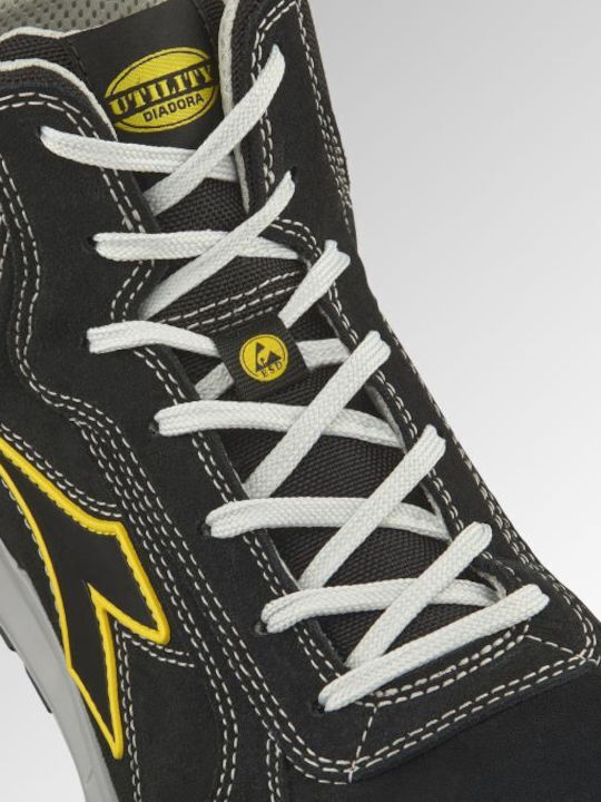 Utility Diadora Αδιάβροχο Μποτάκι Ασφαλείας Μαύρο Run A.box Mid S3s Fo Sr Esd En Iso 20345:2022 182529