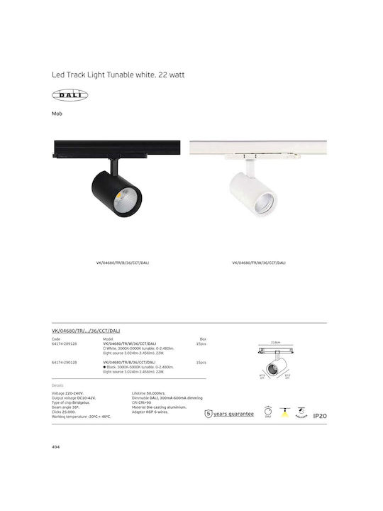 VK Lighting LED Einstellbares Weiß Decken- und Wandleuchte in Weiß Farbe