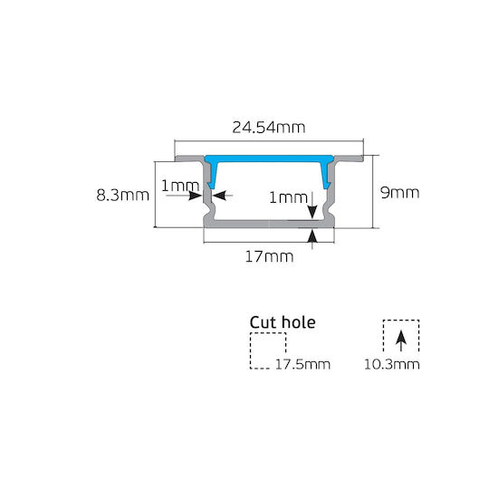 VK Lighting Profil De Aluminiu Pentru Bandă LED Cu Acoperire Opal 200cm