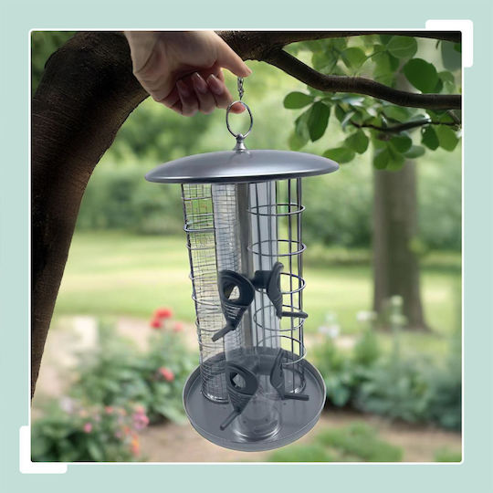 Relaxdays Vogelfütterung & -tränke in Silber