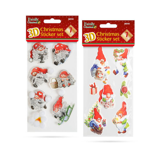 3d Christmas Sticker Set Elves Decorative Self-adhesive