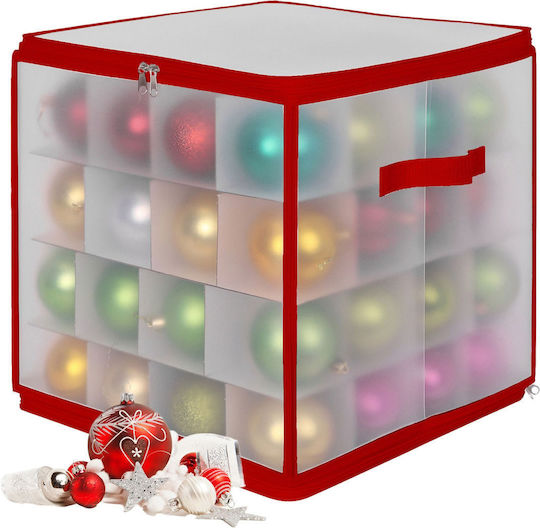 Christmas Bauble Storage Box Relaxdays Red Transparent 36x36x36 Cm