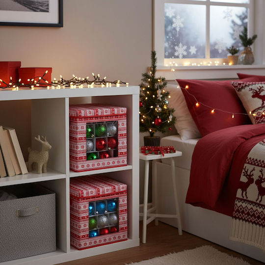 Relaxdays Weihnachtsaccessoires Schmuckaufbewahrungstasche Set 3 Weiße Rote 33x33x33 cm