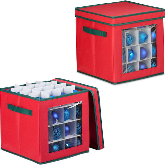 Комплект 2 Кутии За Съхранение Коледни Топки Червени Зелени 33x32x32см