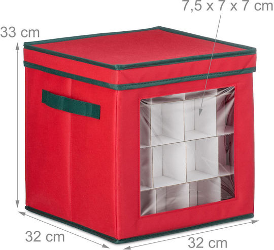 Комплект 2 Кутии За Съхранение Коледни Топки Червени Зелени 33x32x32см