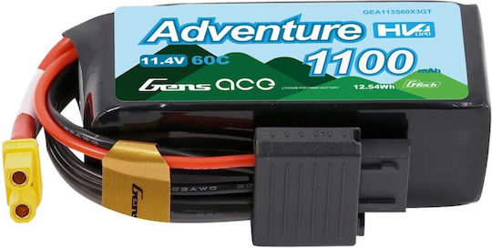 Gens Ace Baterie Li-Po 11.4V 1100mAh 60C 3S XT30 pentru Vehicul RC