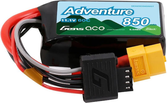 Gens Ace 3s1p Батерия Li-Po 11.1V 850mAh 60C 3S XT60 за RC превозно средство