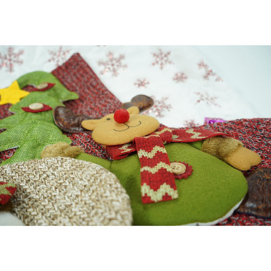 Christmas Decorative Sock with Reindeer H45xW20cm Red