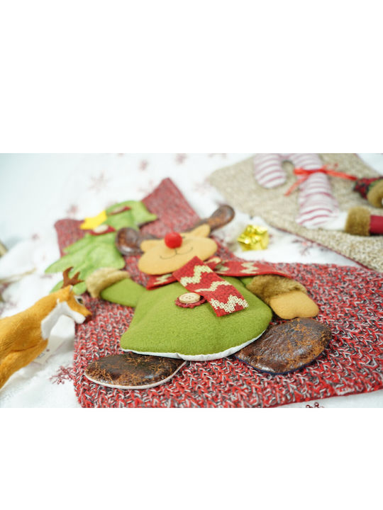 Ciorap Decorativ De Crăciun Cu Ren M45xL20cm Roșu