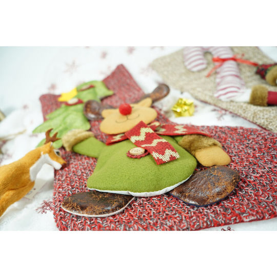 Christmas Decorative Sock with Reindeer H45xW20cm Red