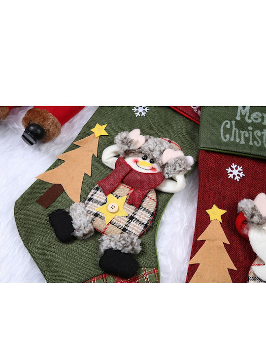 Christmas Decorative Sock with Elf L40xW20cm Green