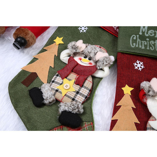 Christmas Decorative Sock with Elf L40xW20cm Green