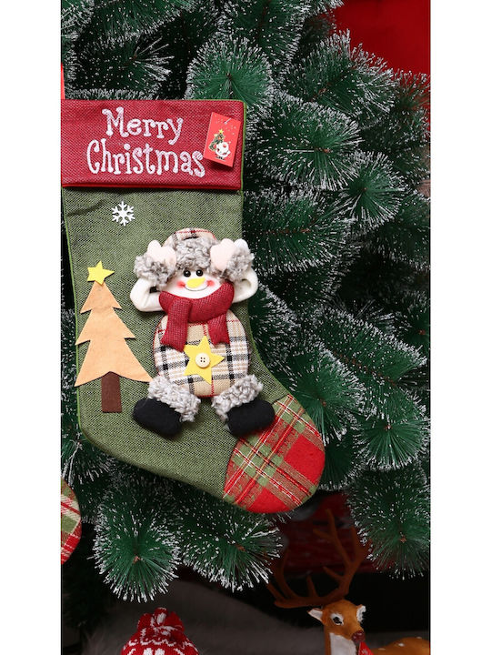 Christmas Decorative Sock with Elf L40xW20cm Green